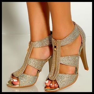 ⭐️NEW⭐️Rhinestone Peep Toe Heels